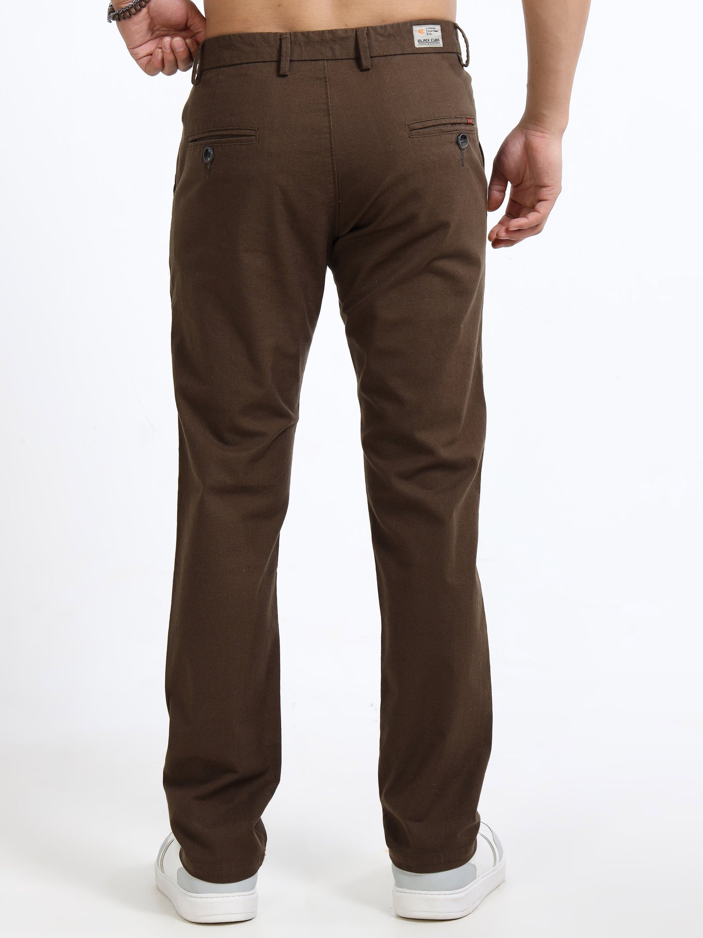 Men’s Slim Fit Brown Cotton Linen Trousers – Stylish Everyday Wear