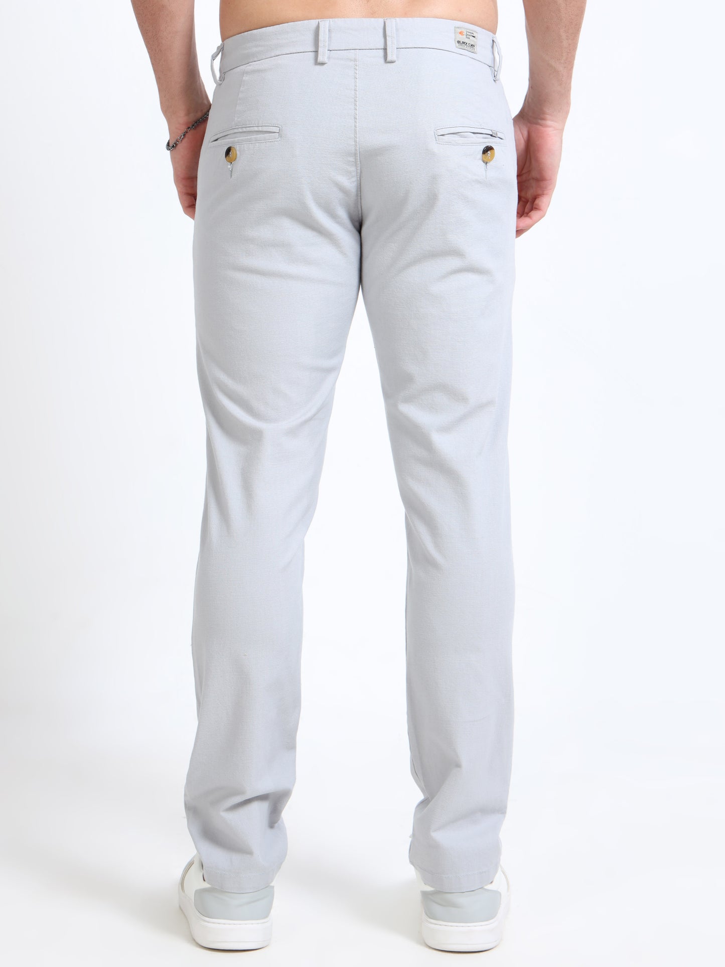 Men’s Slim Fit Light Grey Cotton Linen Trousers – Modern Everyday Style