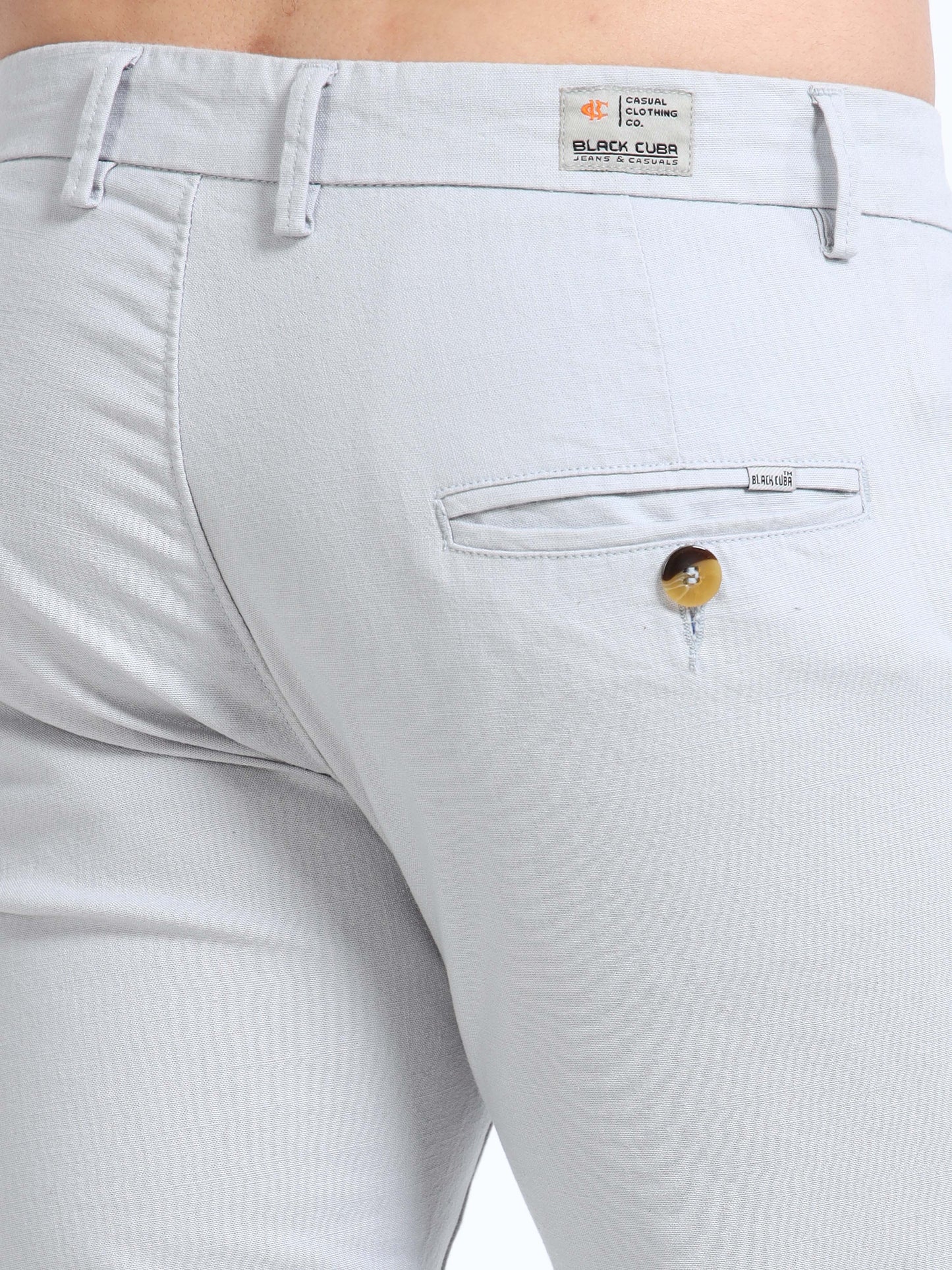 Men’s Slim Fit Light Grey Cotton Linen Trousers – Modern Everyday Style