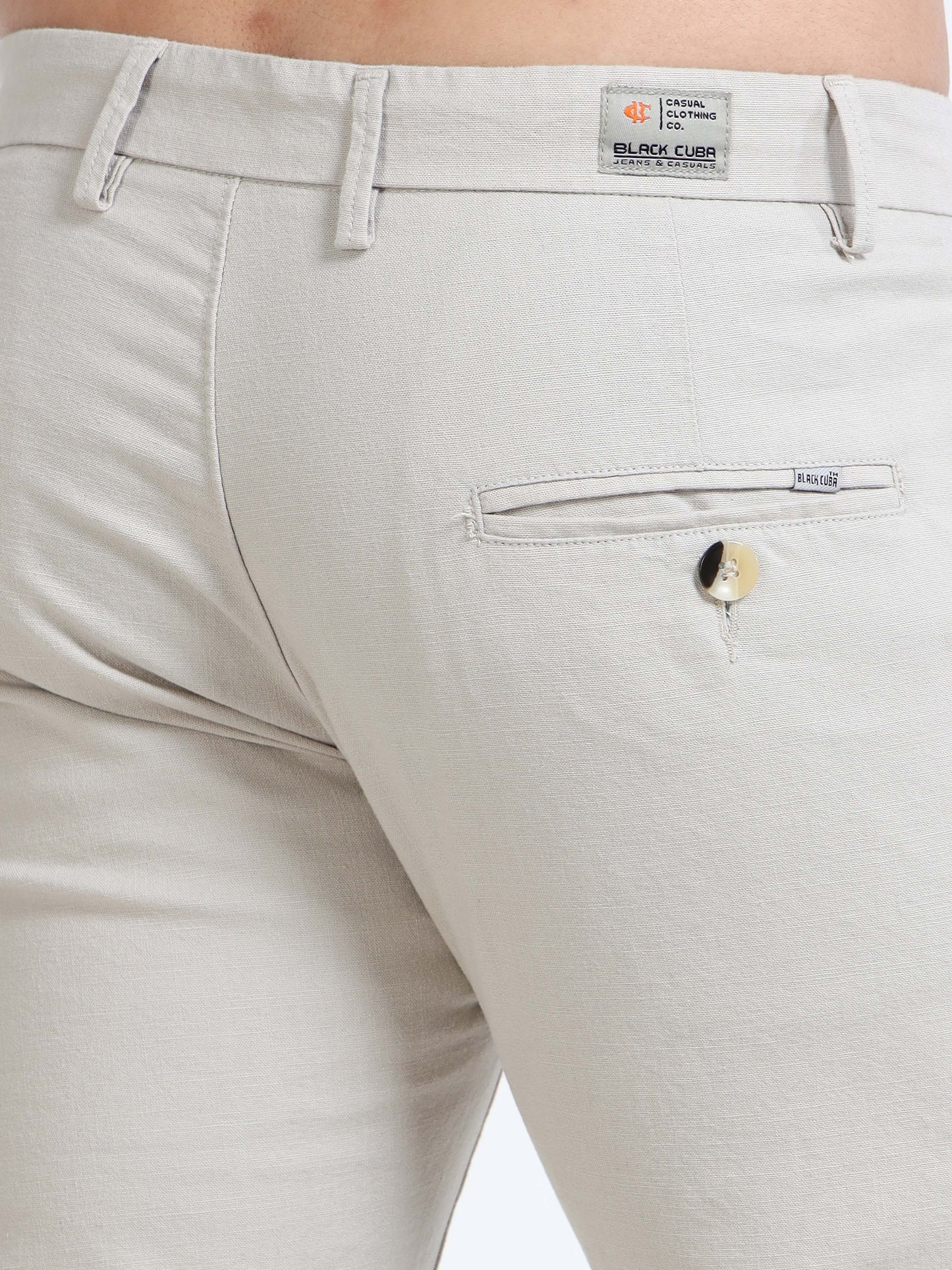 Men’s Slim Fit Cream Cotton Linen Trousers – Elegant & Comfortable
