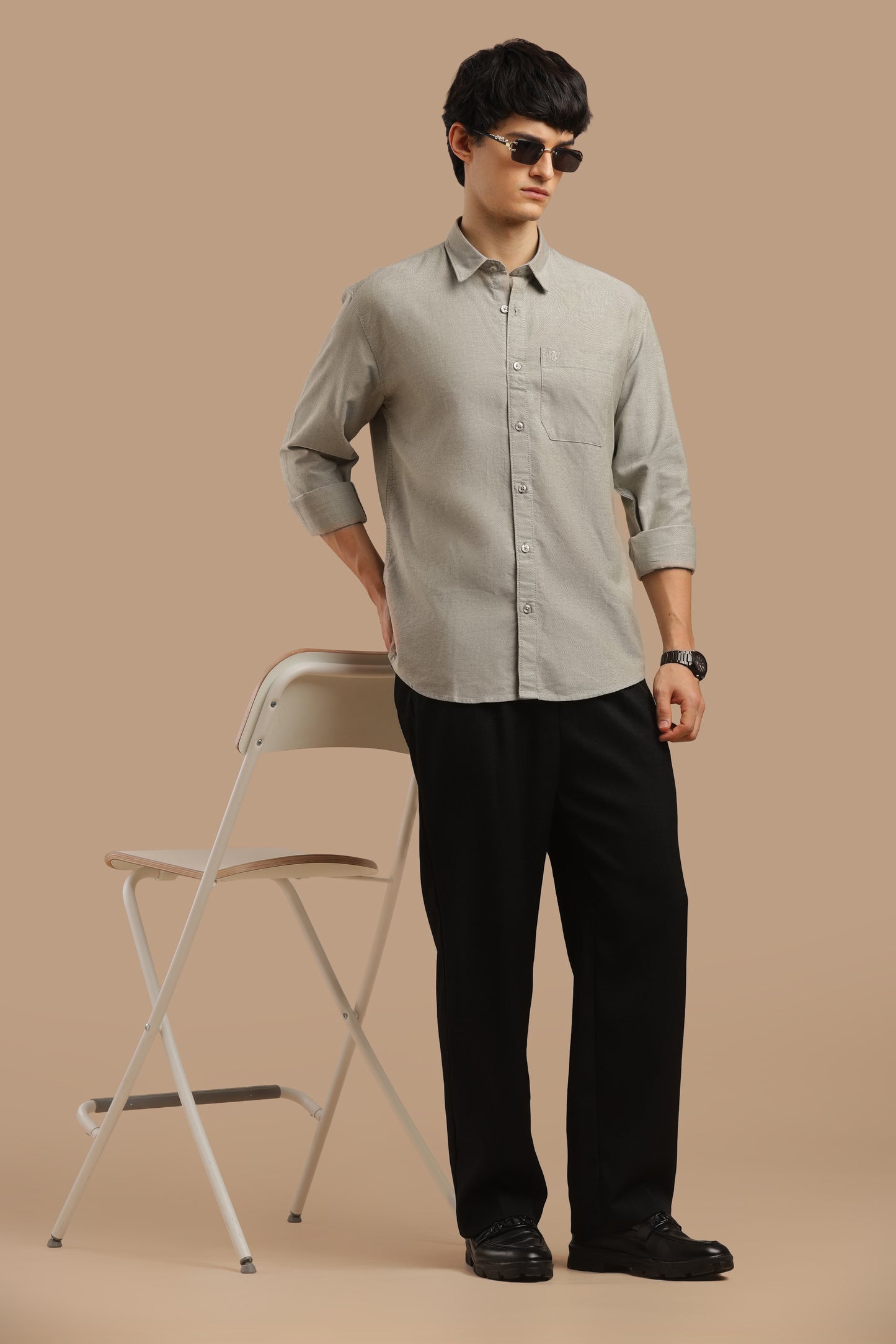 Men’s Premium Oxford Cotton Shirt – Light Grey