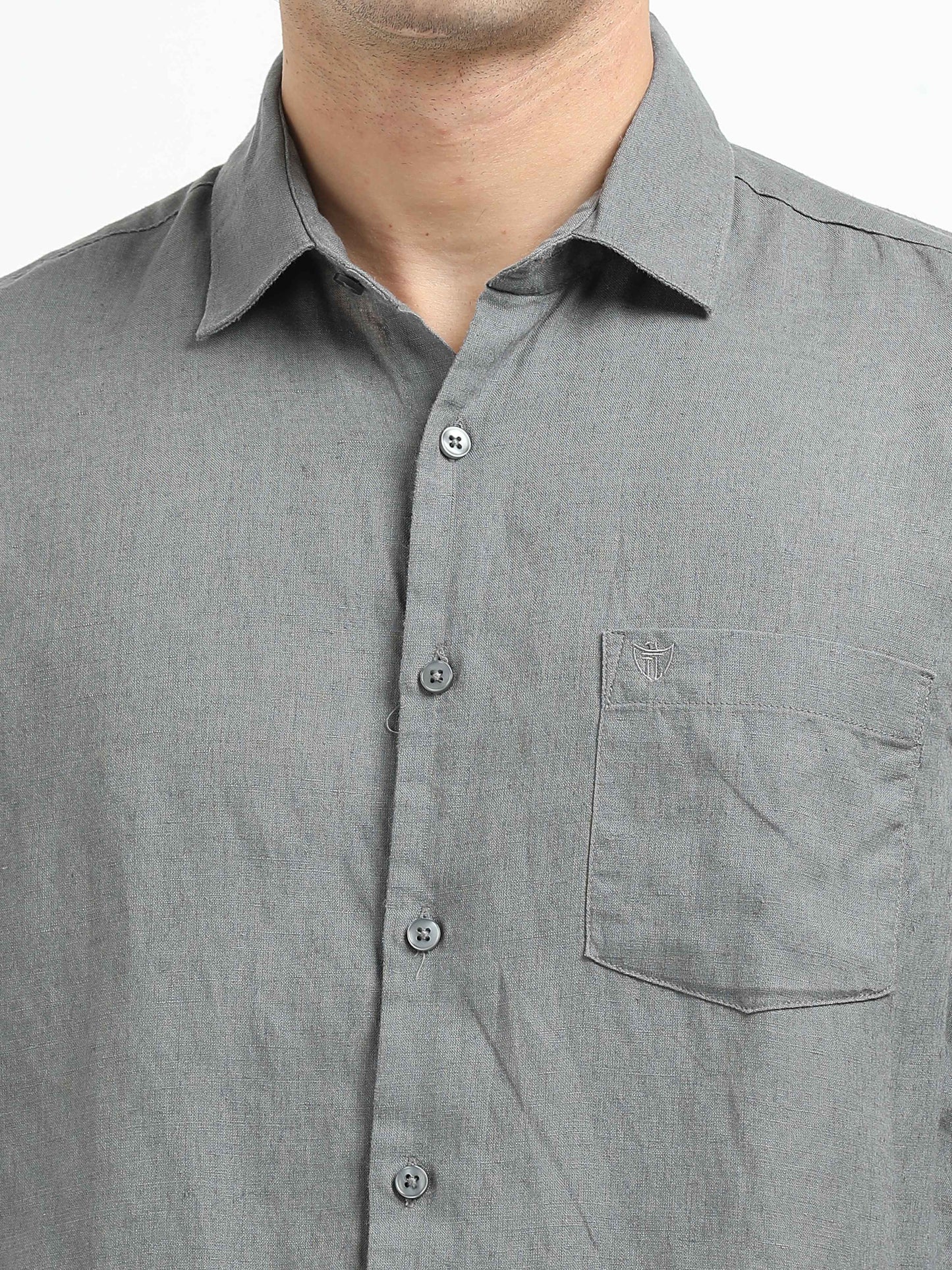 Men’s Premium Linen Casual Shirt – Grey