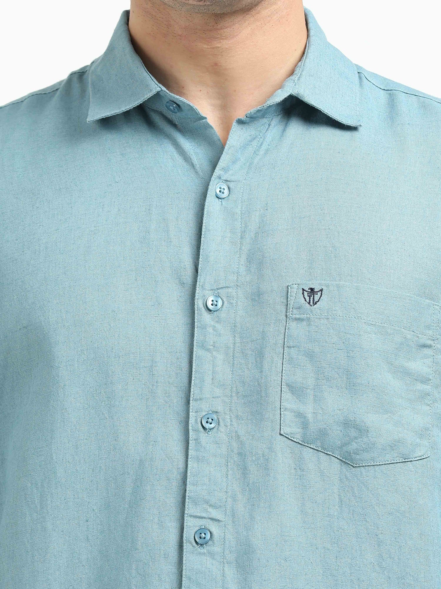 Men’s Premium Linen Casual Shirt – Light Blue