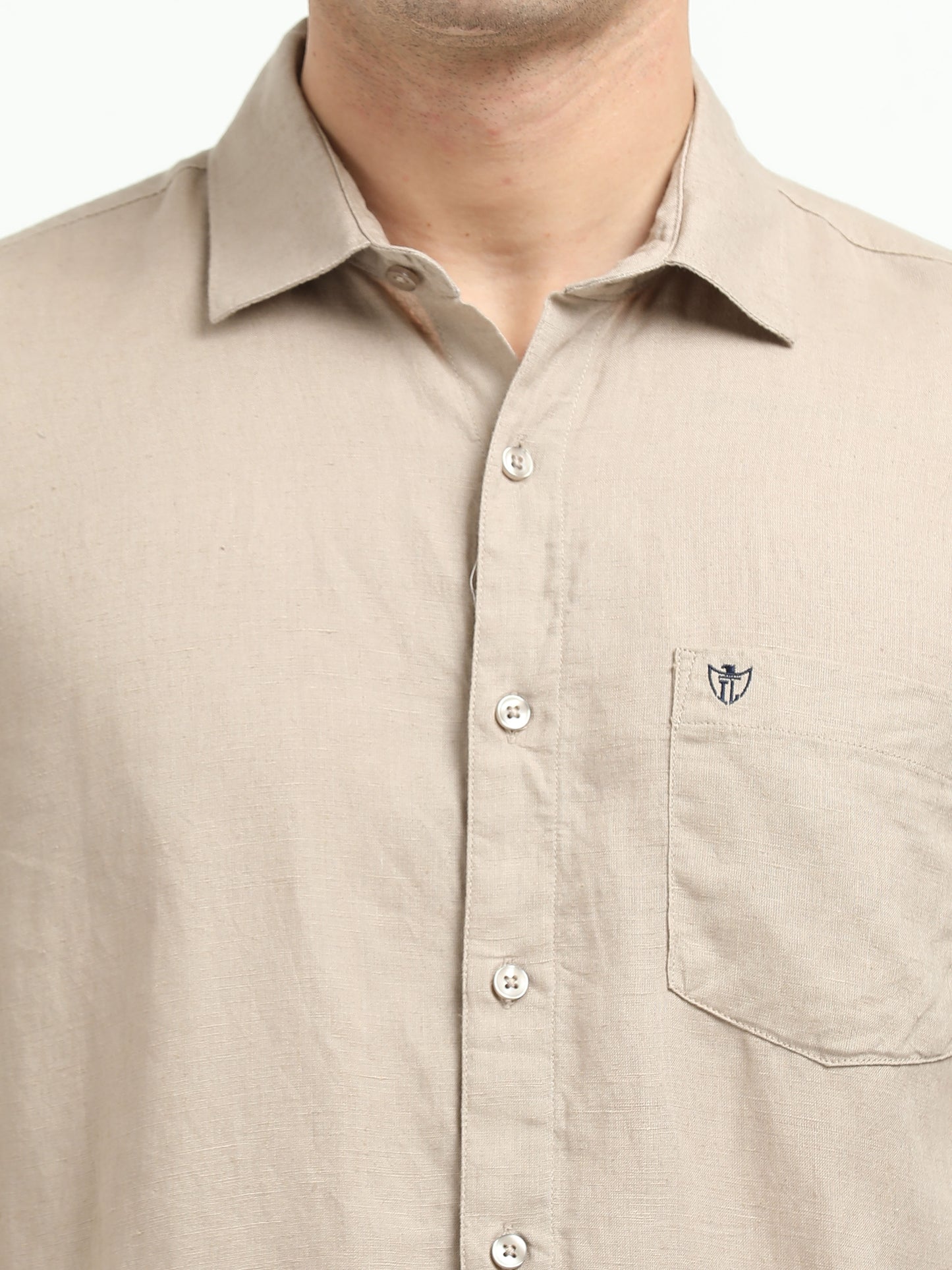 Men’s Premium Linen Casual Shirt – Beige