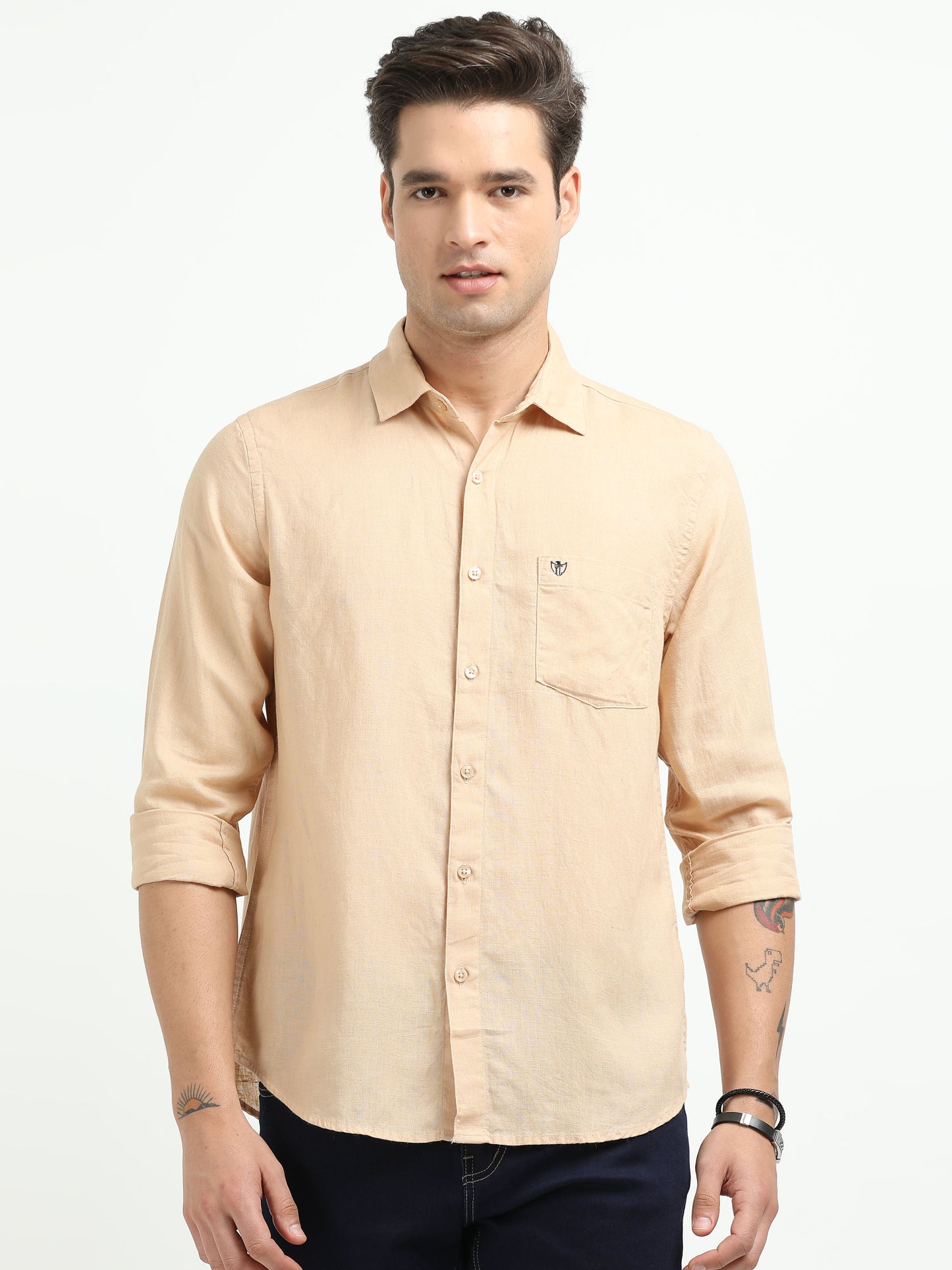 Men’s Premium Linen Casual Shirt – Peach