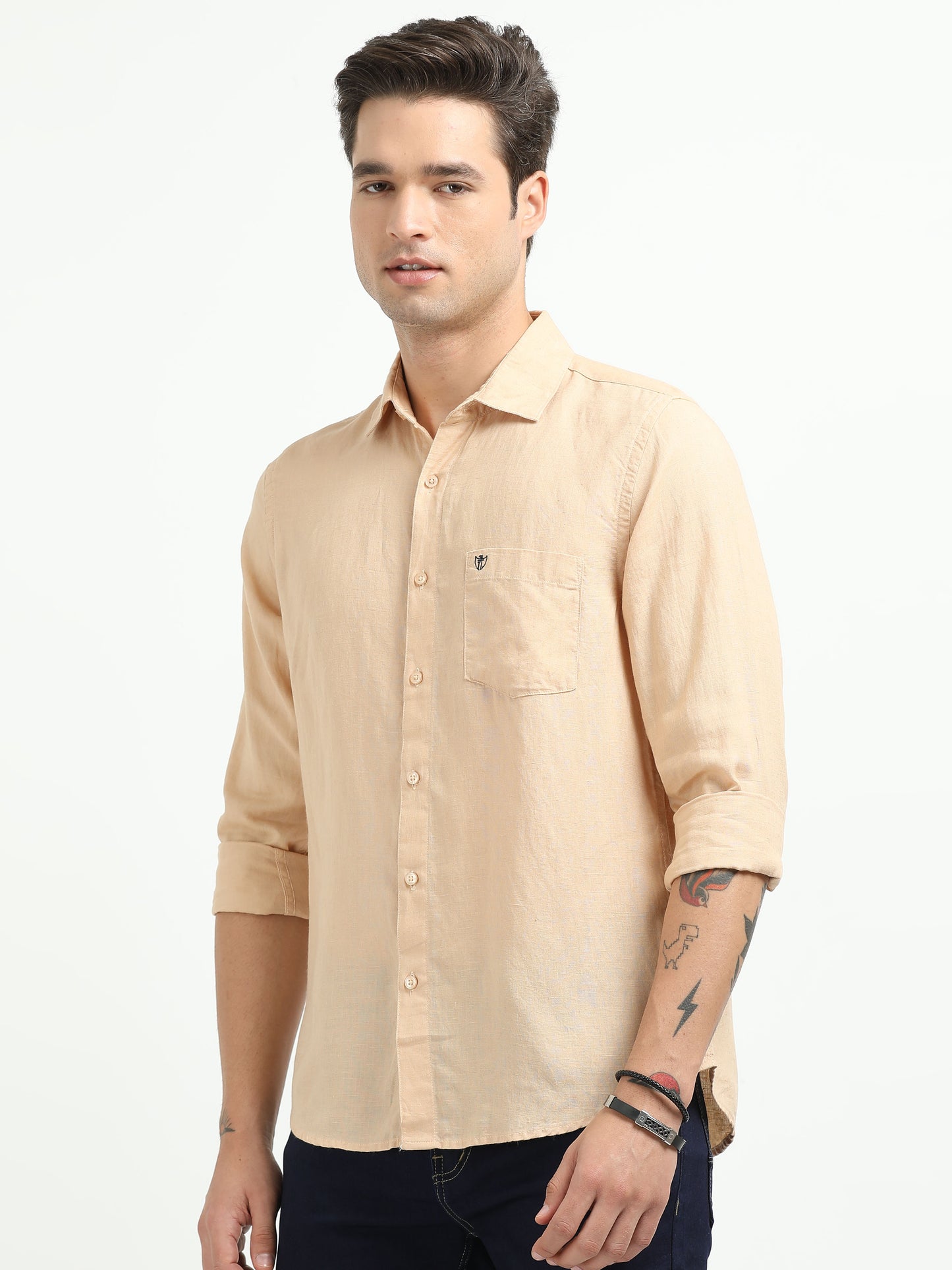 Men’s Premium Linen Casual Shirt – Peach
