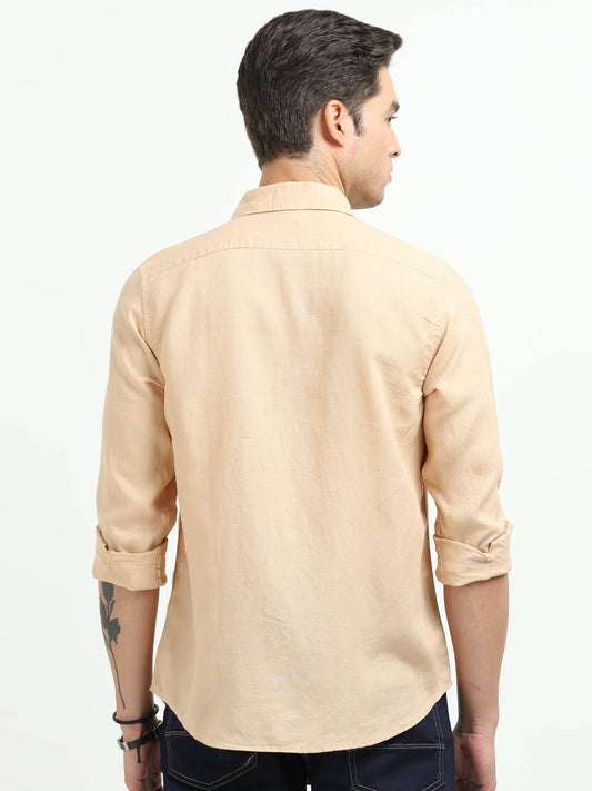 Men’s Premium Linen Casual Shirt – Peach