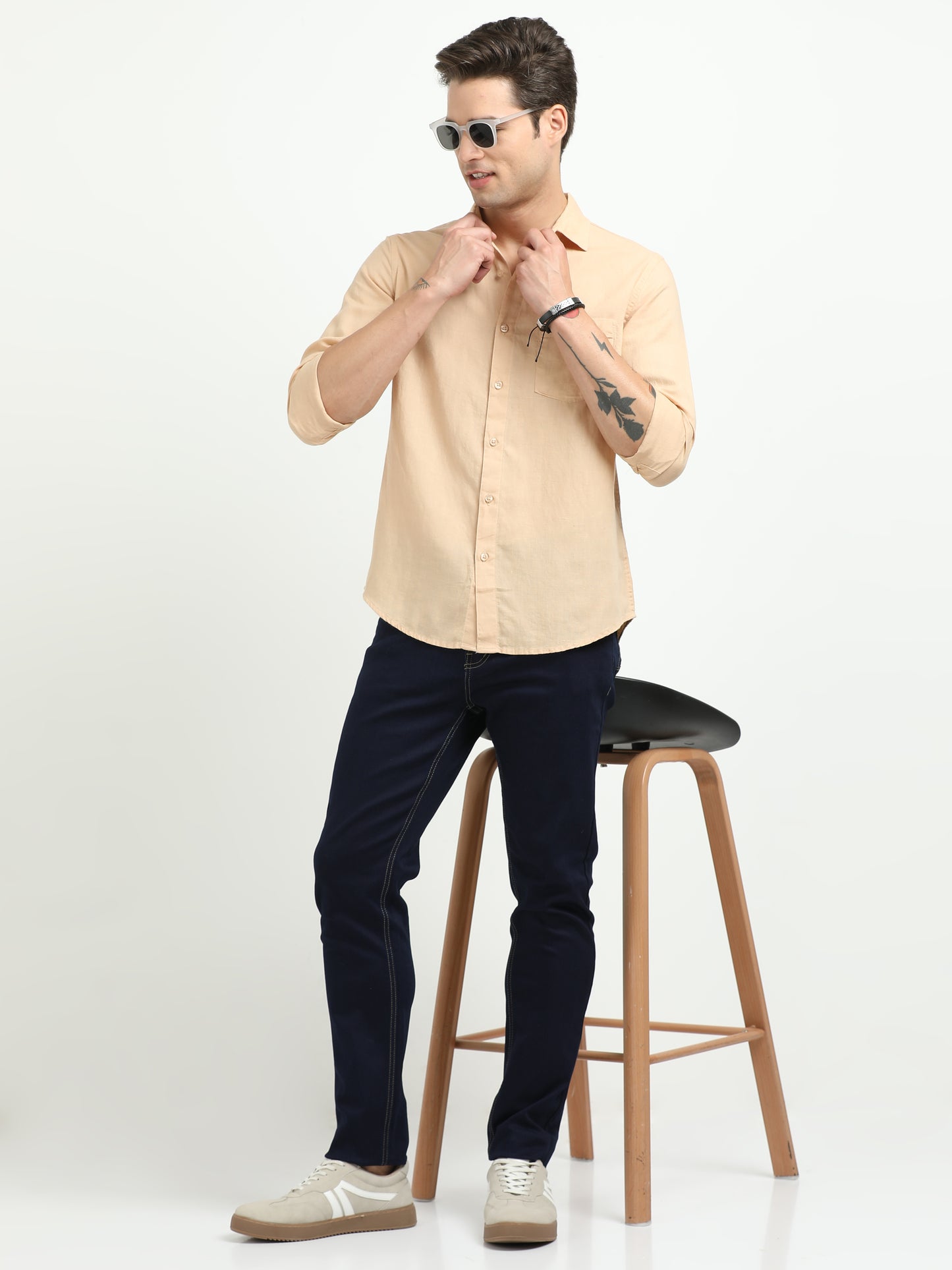 Men’s Premium Linen Casual Shirt – Peach