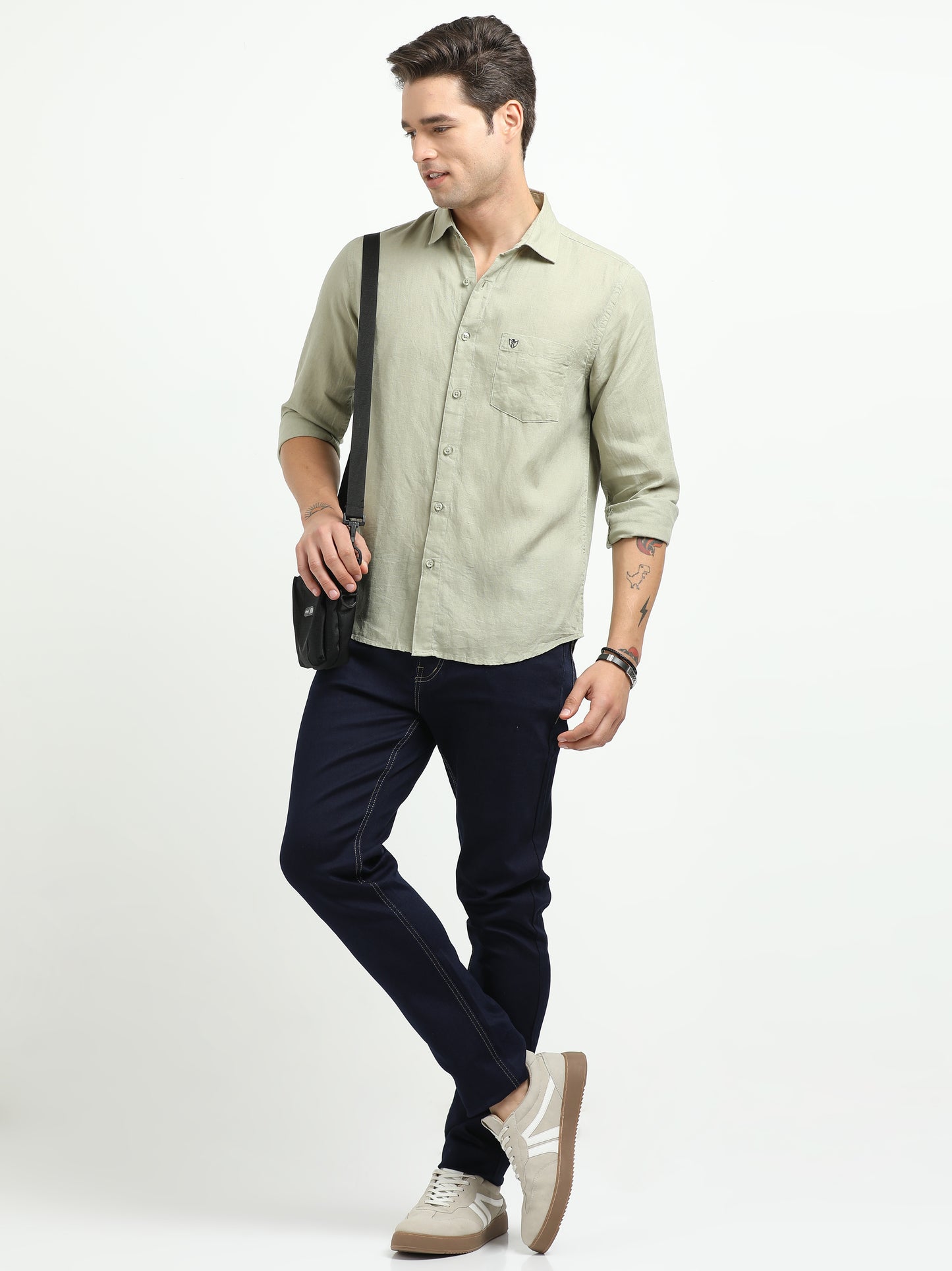 Men’s Premium Linen Casual Shirt – Olive Green