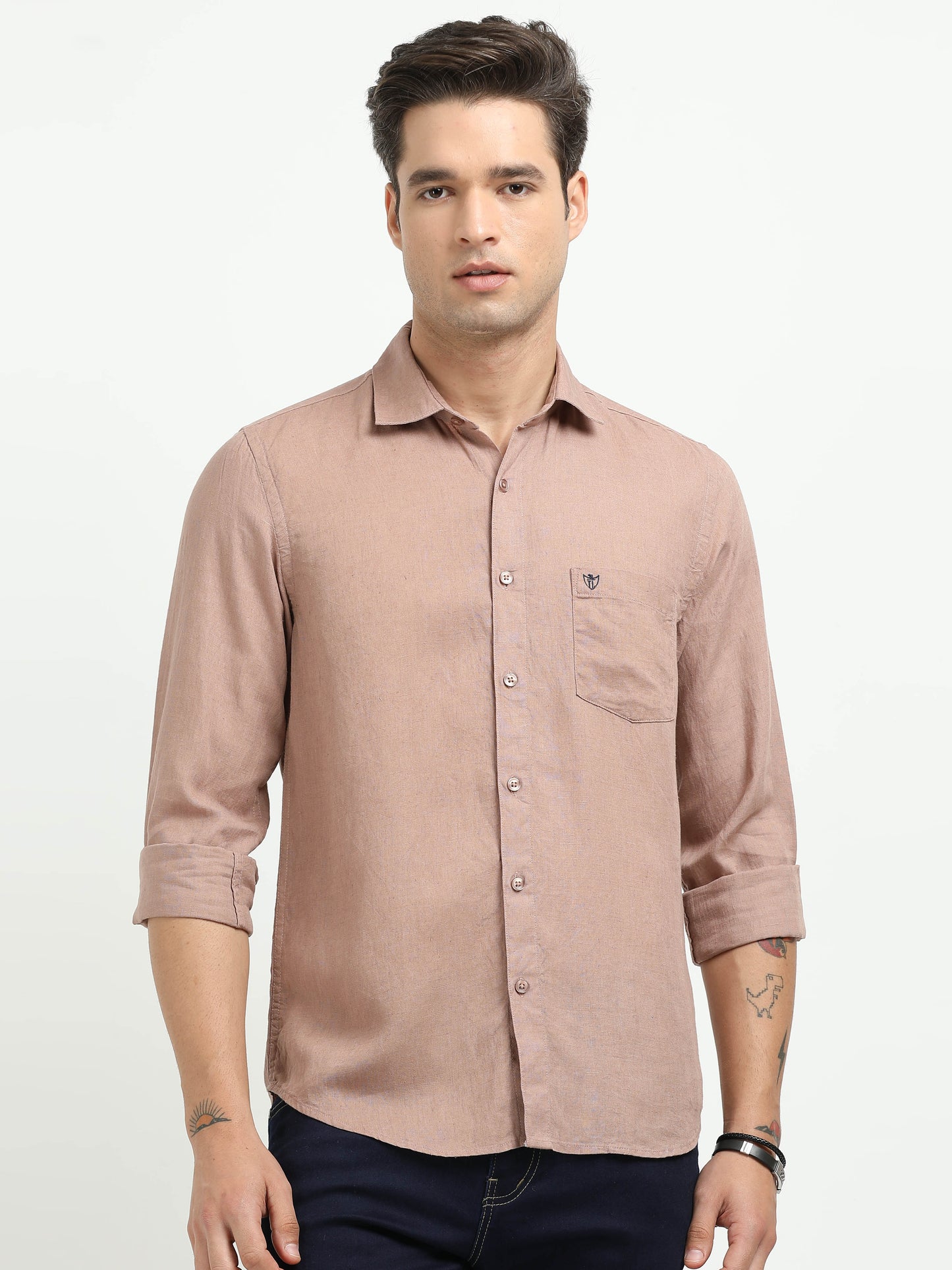 Men’s Premium Linen Casual Shirt – Brown