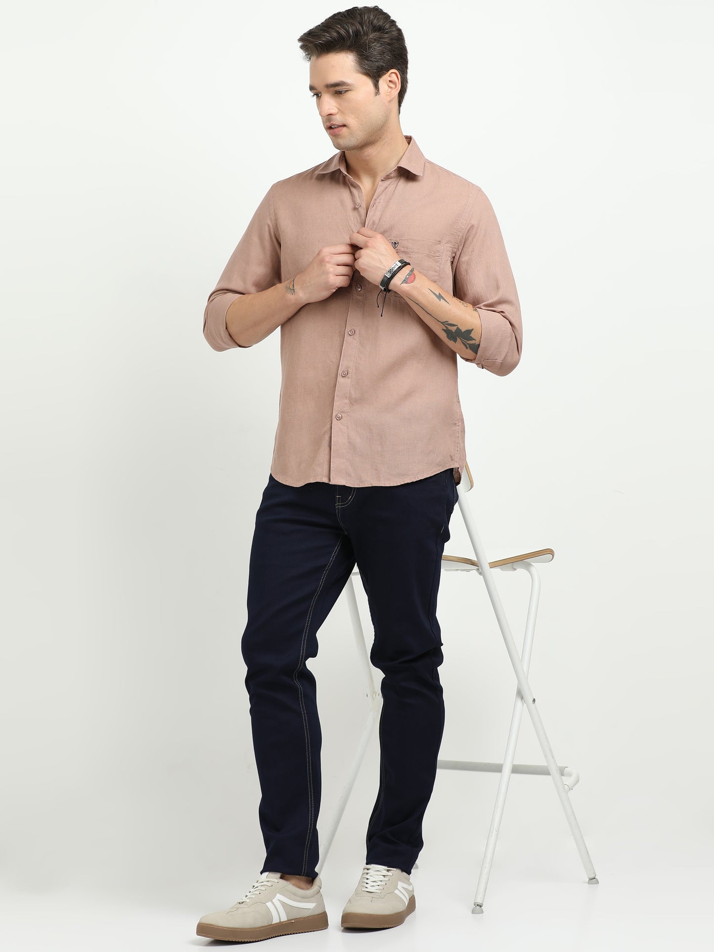 Men’s Premium Linen Casual Shirt – Brown