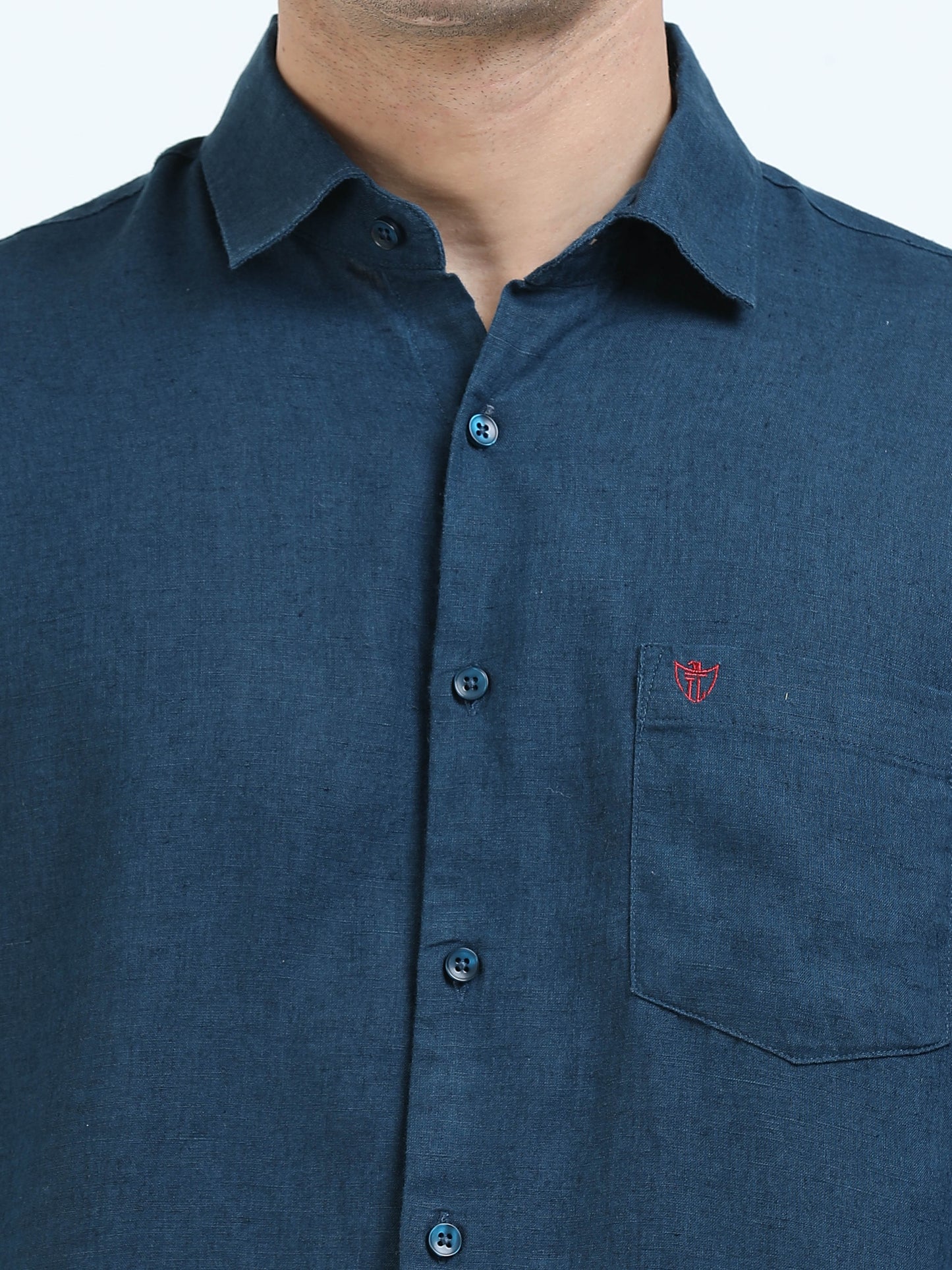 Men’s Premium Linen Casual Shirt – Navy Blue