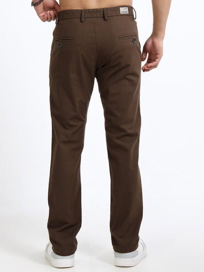 Men’s Slim Fit Brown Cotton Linen Trousers – Stylish Everyday Wear