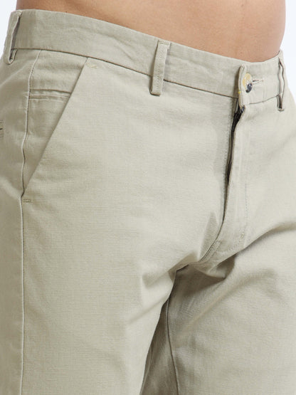 Men’s Slim Fit Beige Cotton Linen Trousers – Versatile Casual Pants