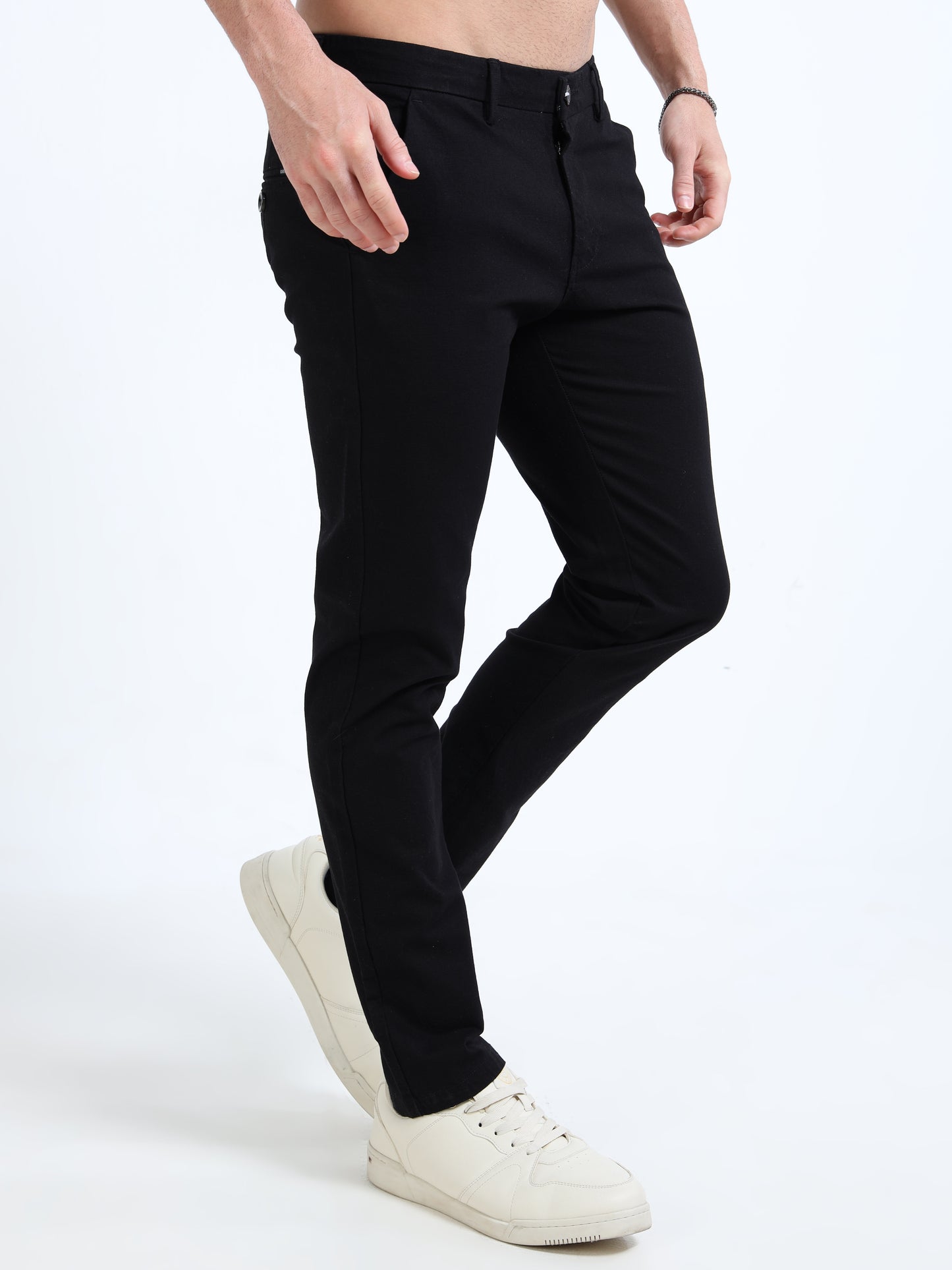 Men’s Slim Fit Black Casual Cotton Linen Trousers – Classic Wardrobe Essential