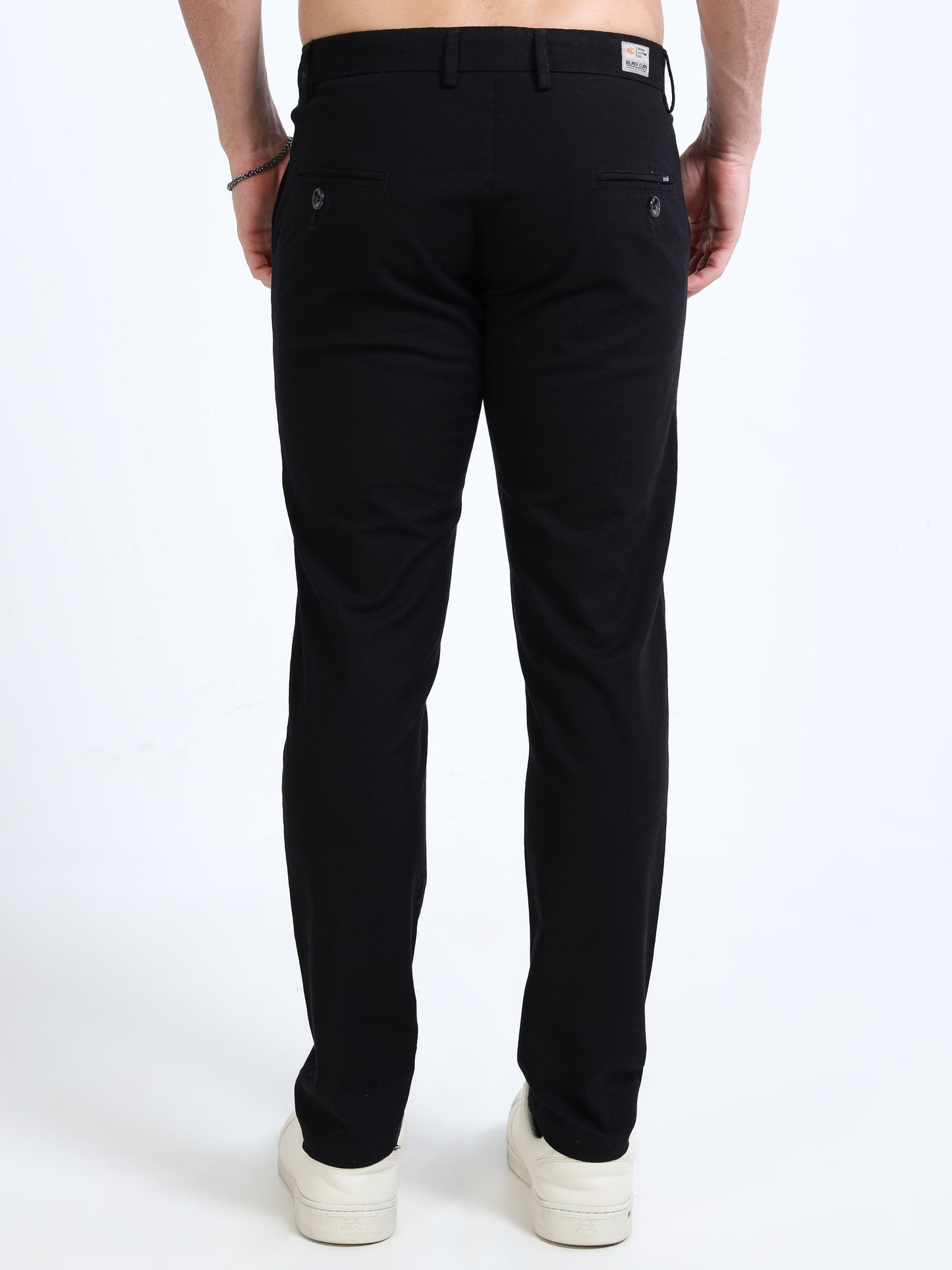 Men’s Slim Fit Black Casual Cotton Linen Trousers – Classic Wardrobe Essential