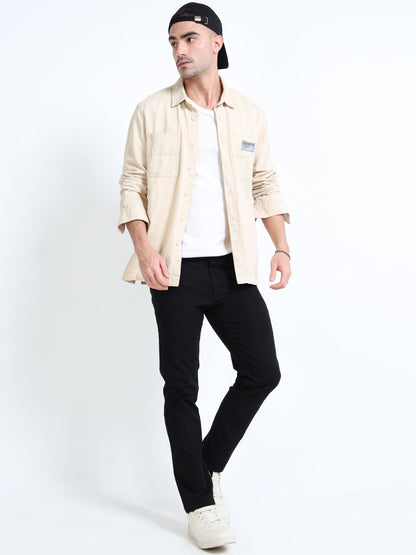 Men’s Slim Fit Black Casual Cotton Linen Trousers – Classic Wardrobe Essential