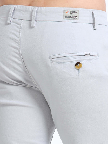 Men’s Slim Fit Light Grey Cotton Linen Trousers – Modern Everyday Style