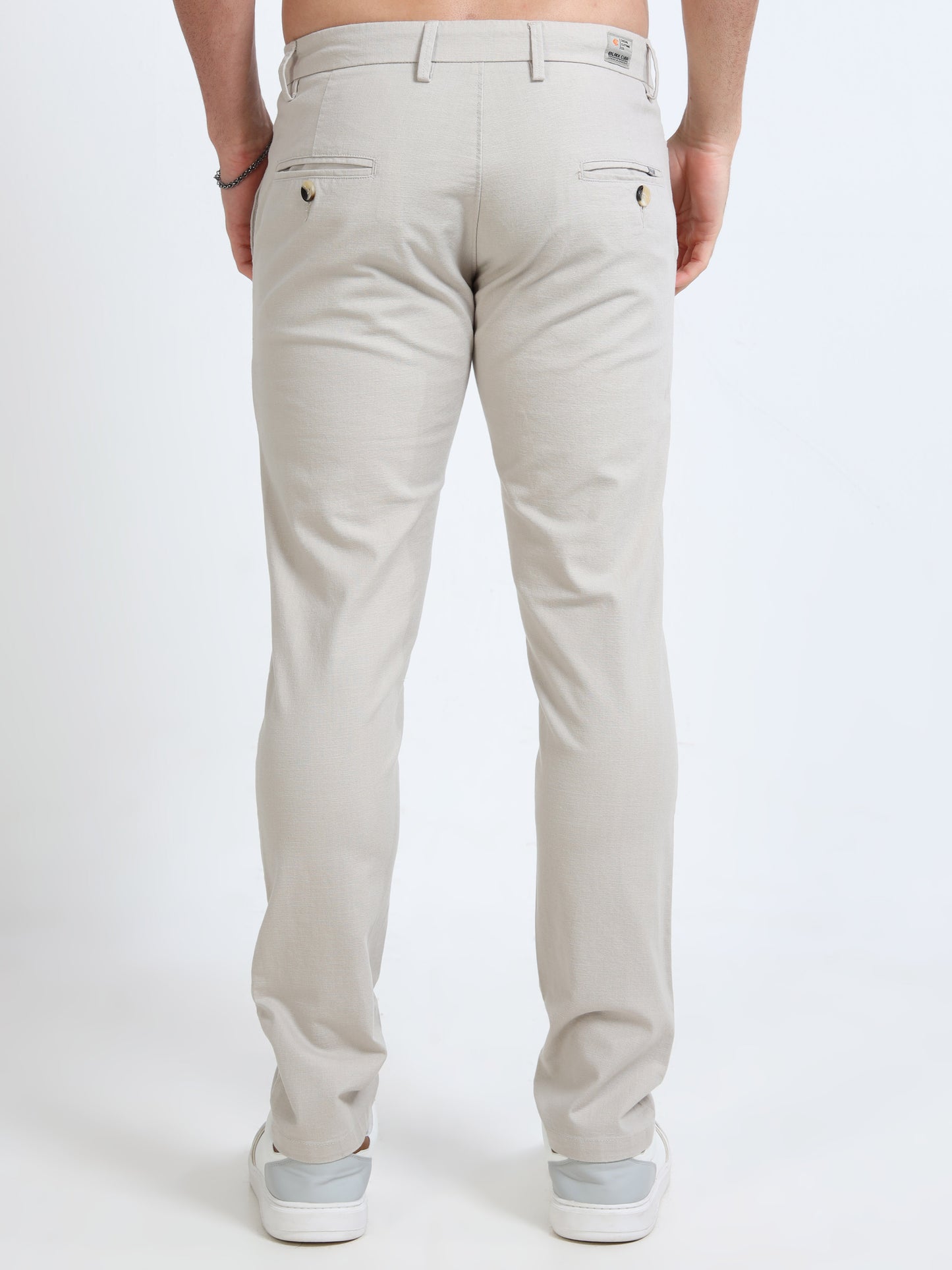 Men’s Slim Fit Cream Cotton Linen Trousers – Elegant & Comfortable