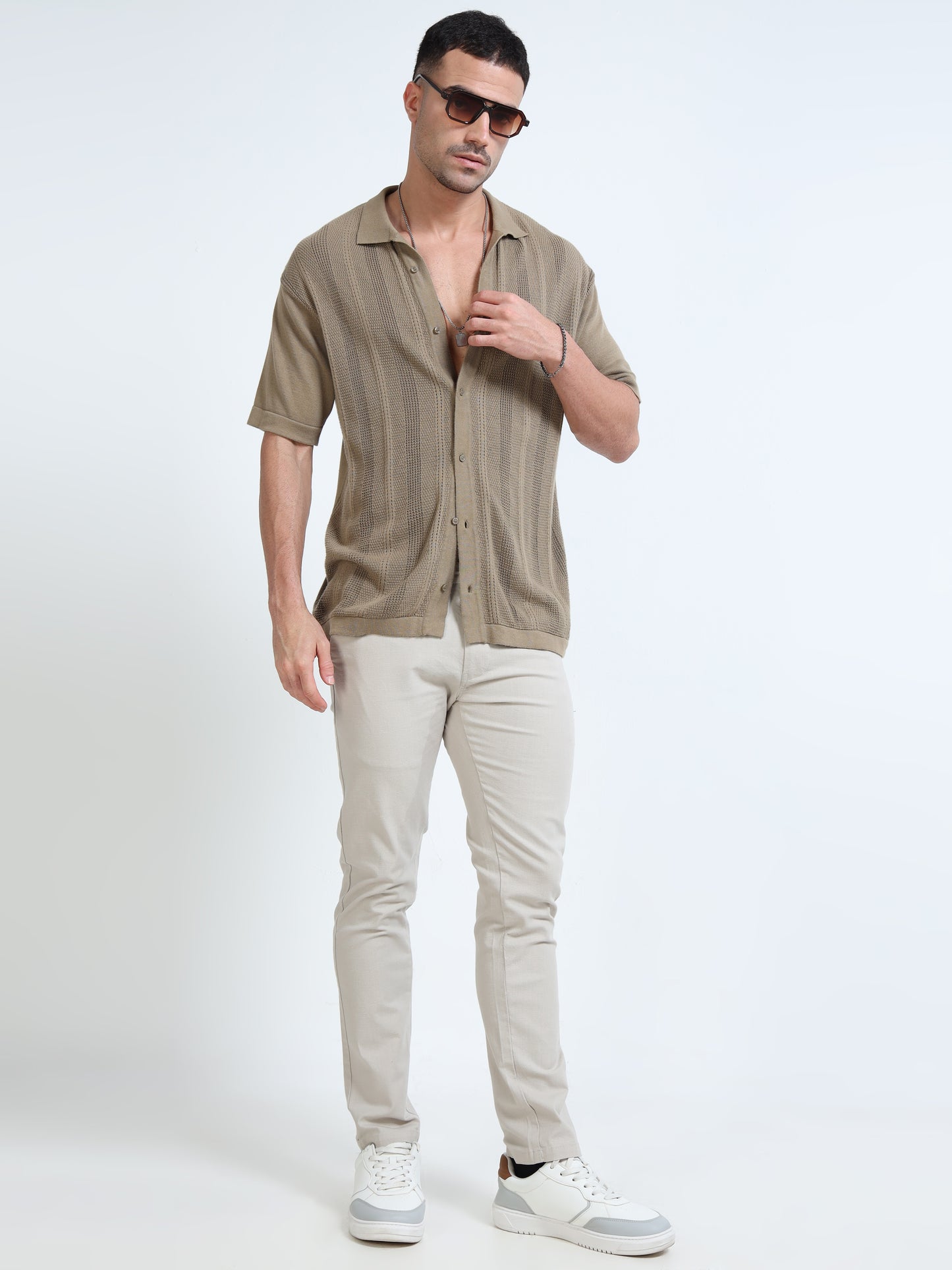 Men’s Slim Fit Cream Cotton Linen Trousers – Elegant & Comfortable