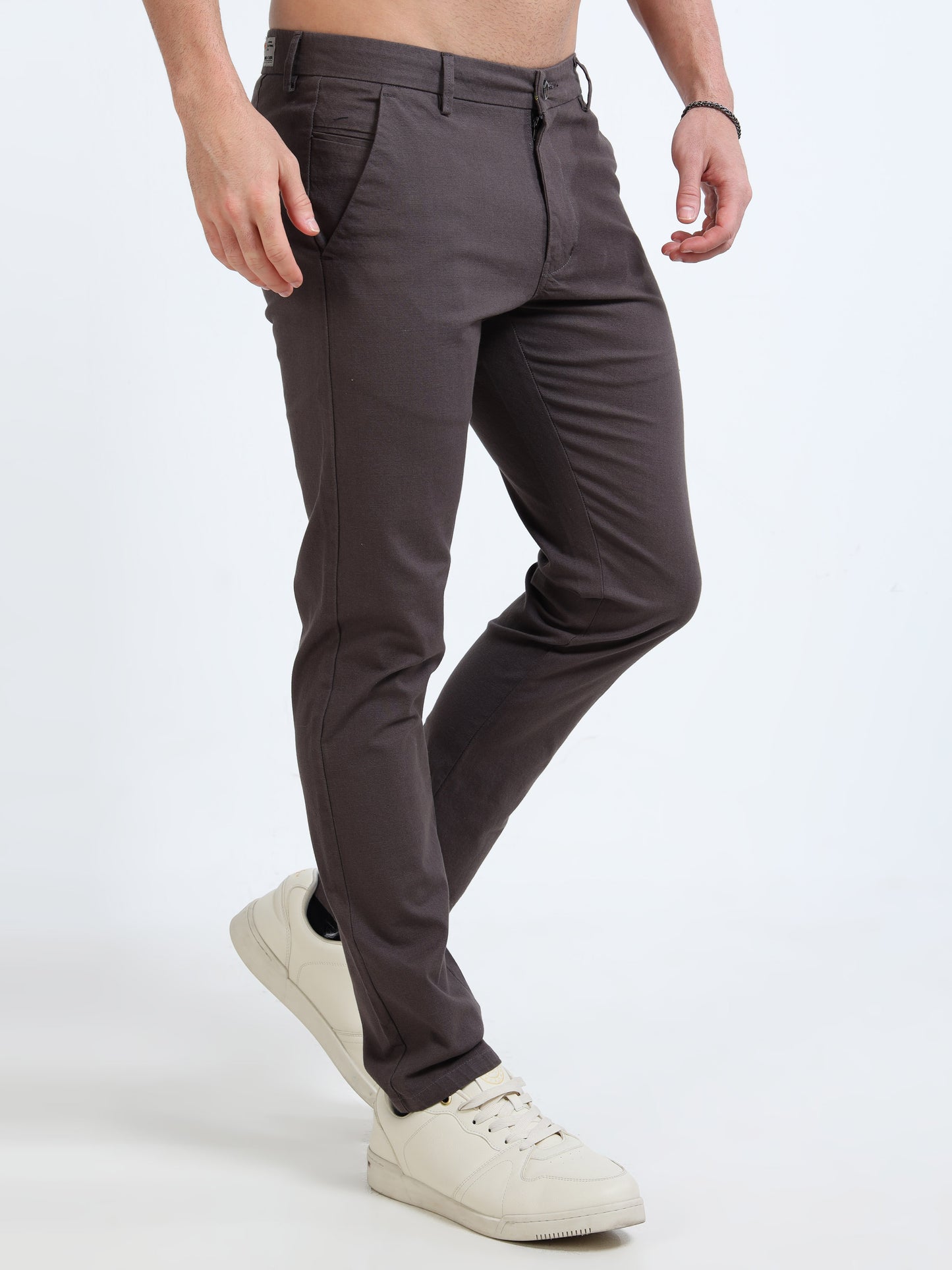 Men’s Slim Fit Dark Brown Cotton Linen Trousers – Timeless Smart Casual