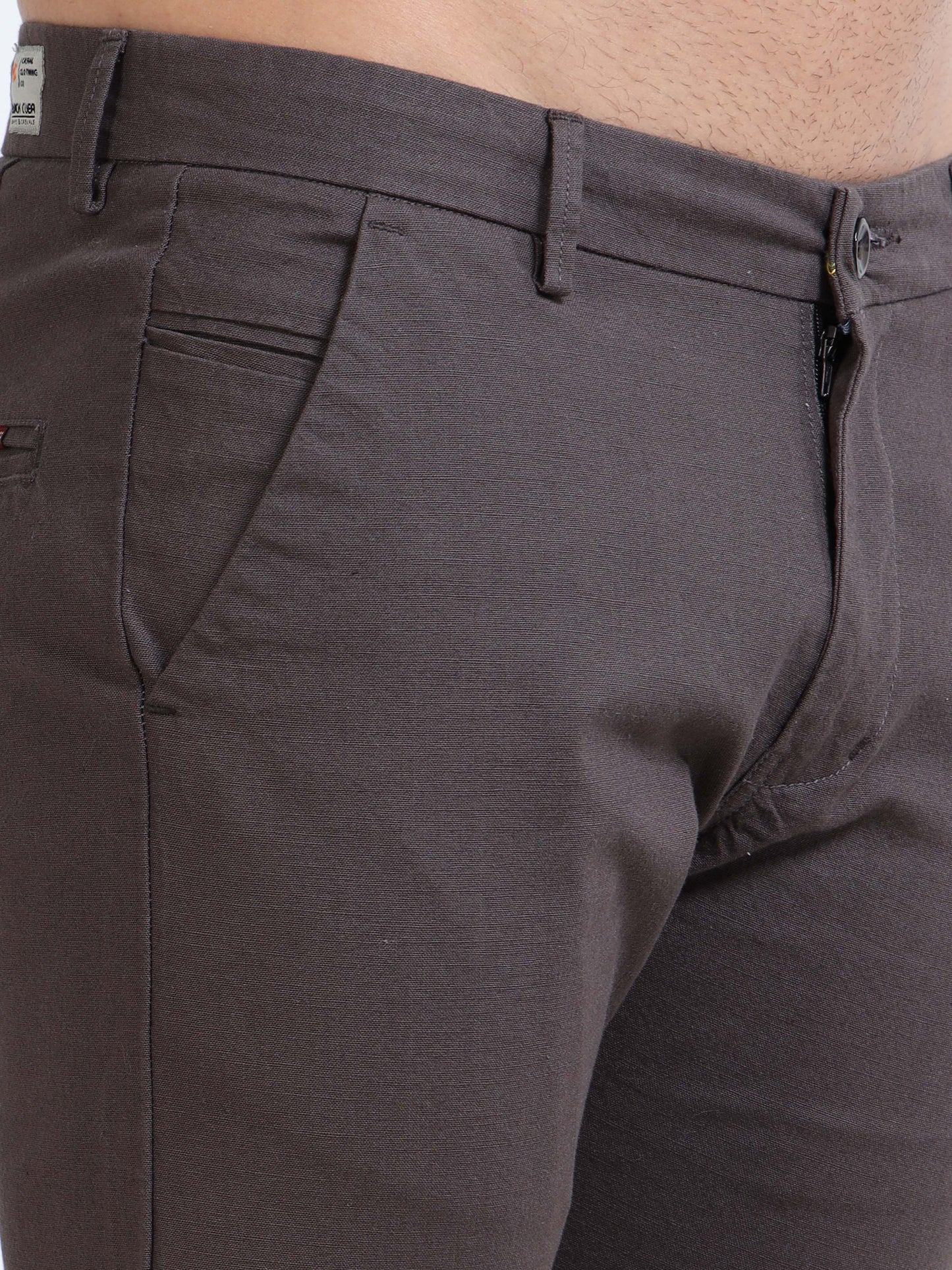 Men’s Slim Fit Dark Brown Cotton Linen Trousers – Timeless Smart Casual