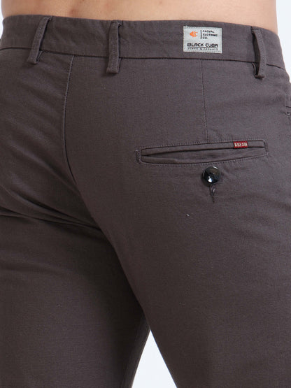 Men’s Slim Fit Dark Brown Cotton Linen Trousers – Timeless Smart Casual