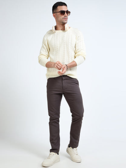 Men’s Slim Fit Dark Brown Cotton Linen Trousers – Timeless Smart Casual