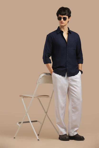 Men’s Premium Oxford Cotton Shirt – Navy Blue