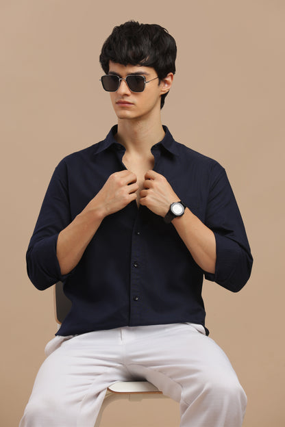 Men’s Premium Oxford Cotton Shirt – Navy Blue