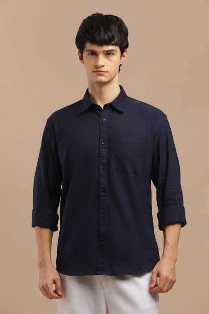 Men’s Premium Oxford Cotton Shirt – Navy Blue