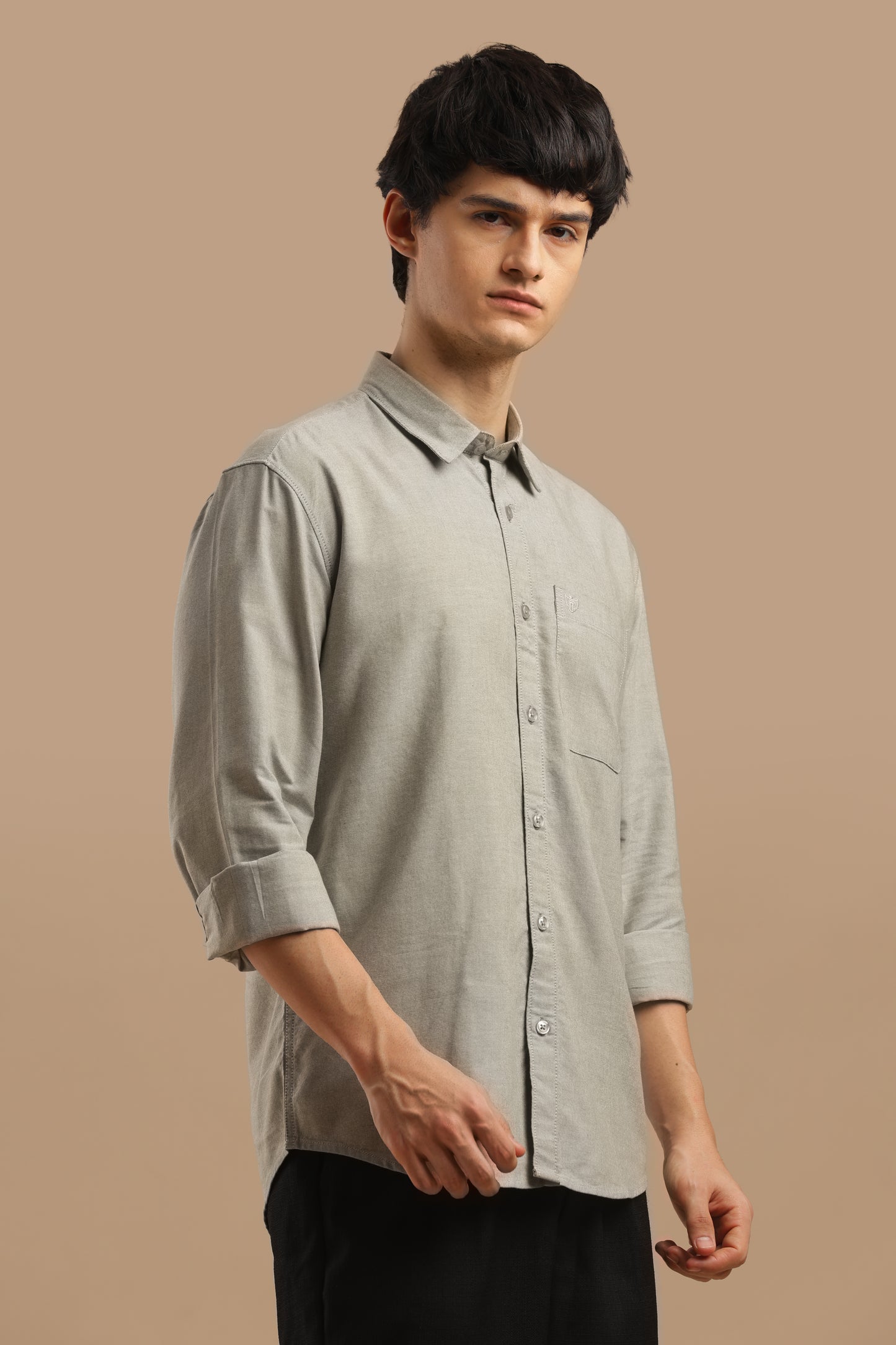 Men’s Premium Oxford Cotton Shirt – Light Grey