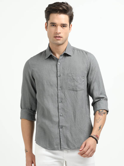 Men’s Premium Linen Casual Shirt – Grey