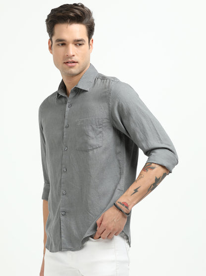 Men’s Premium Linen Casual Shirt – Grey