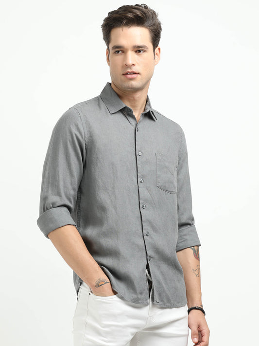 Men’s Premium Linen Casual Shirt – Grey