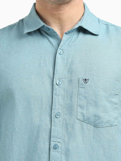 Men’s Premium Linen Casual Shirt – Light Blue