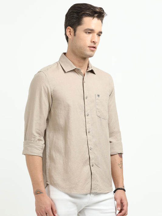 Men’s Premium Linen Casual Shirt – Beige