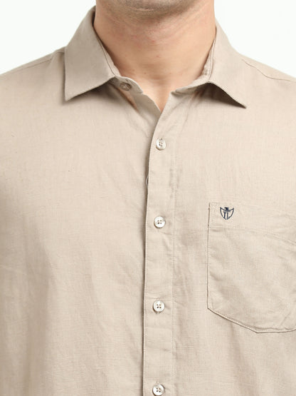 Men’s Premium Linen Casual Shirt – Beige