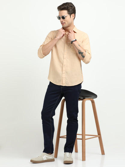 Men’s Premium Linen Casual Shirt – Peach