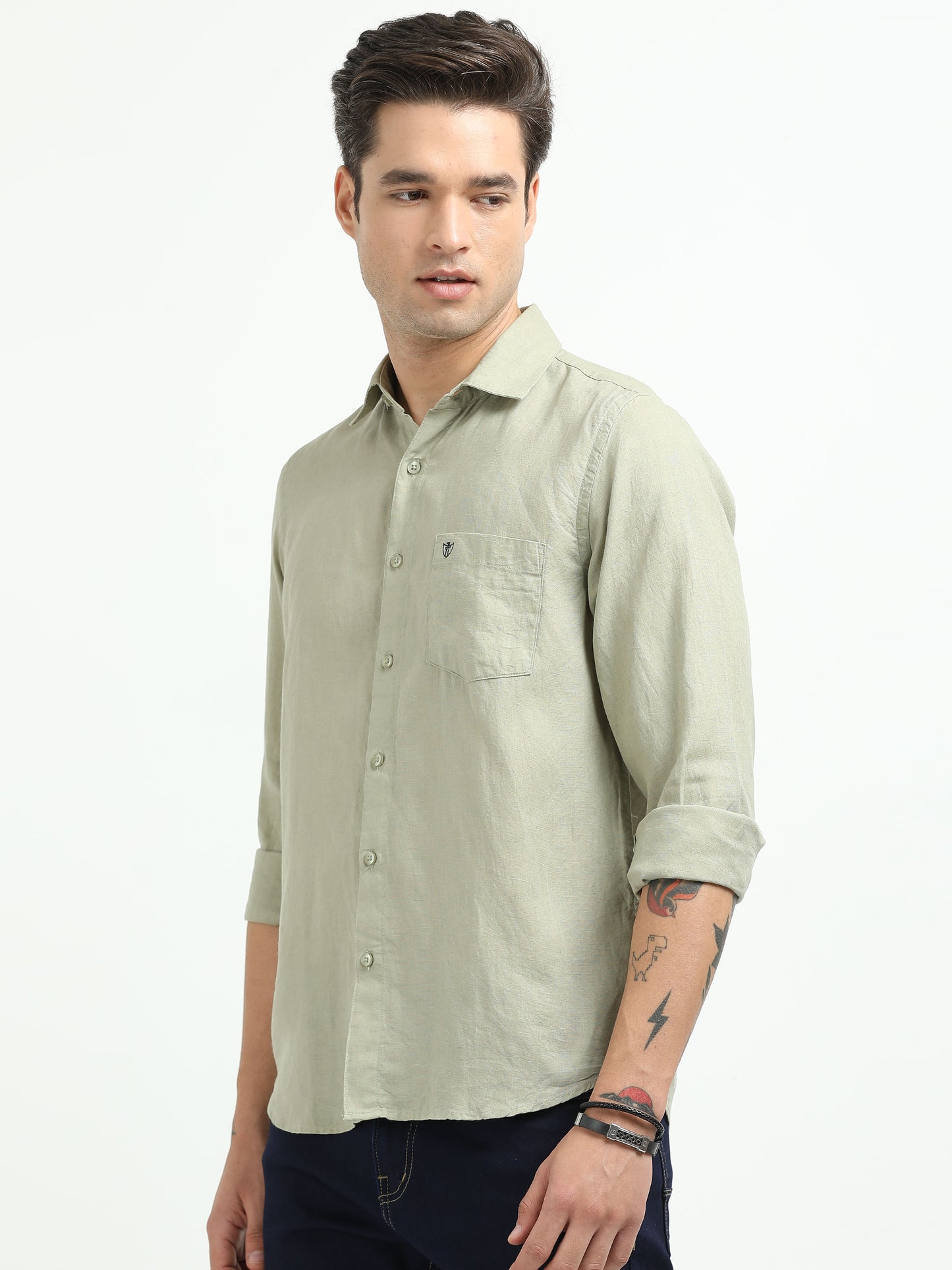 Men’s Premium Linen Casual Shirt – Olive Green