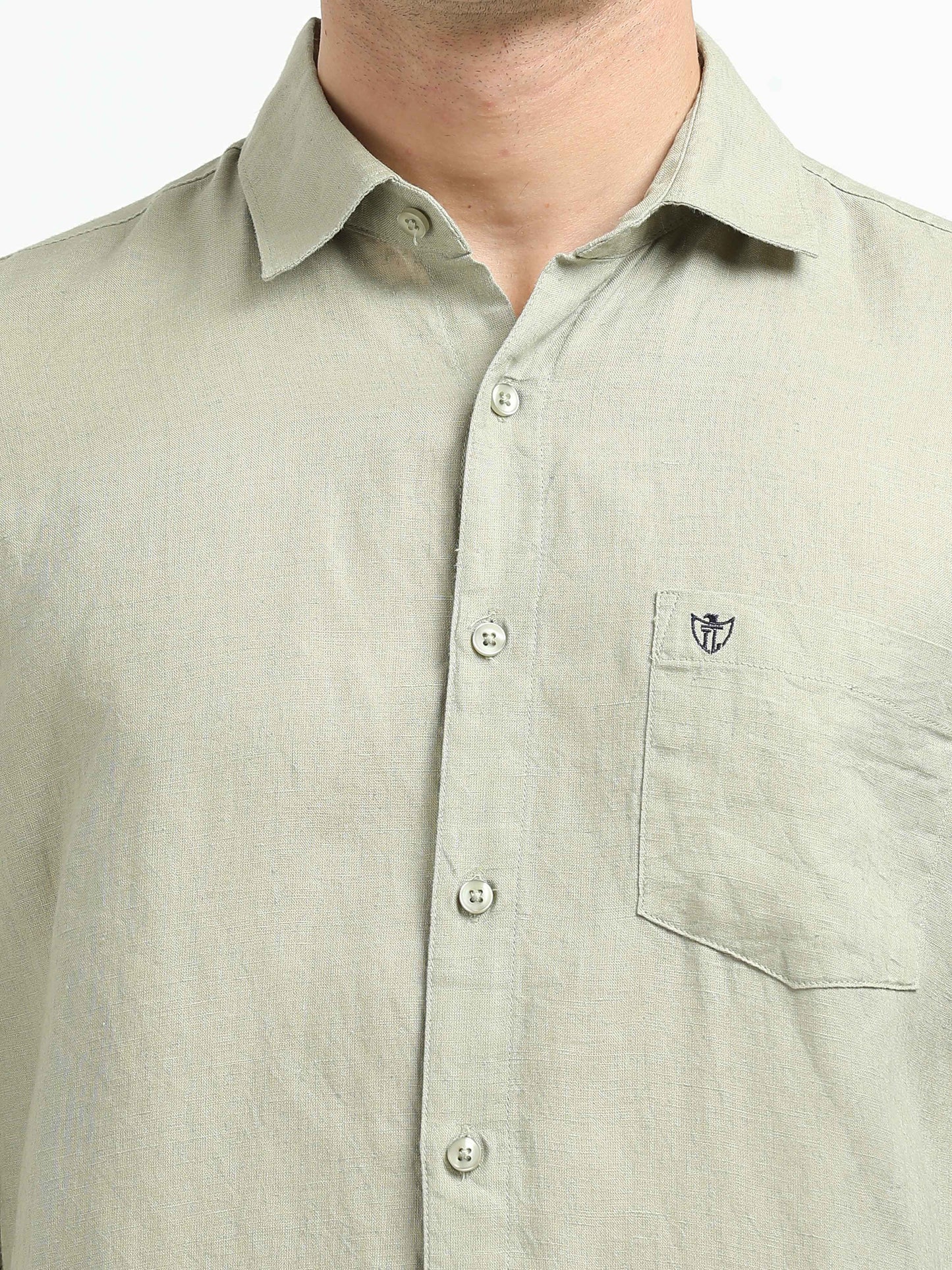 Men’s Premium Linen Casual Shirt – Olive Green