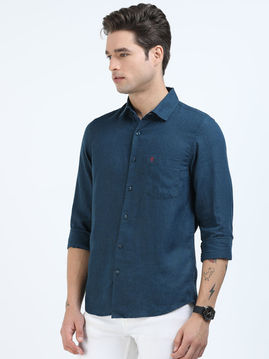 Men’s Premium Linen Casual Shirt – Navy Blue