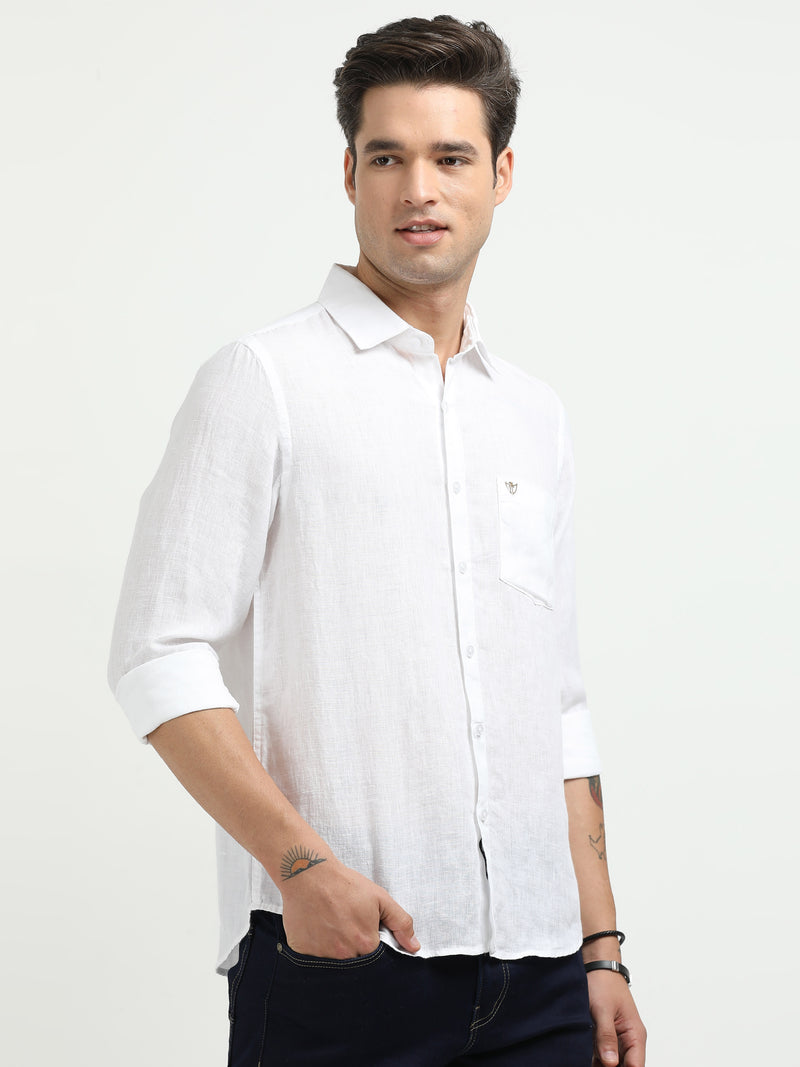 Men’s Premium Linen Casual Shirt – White