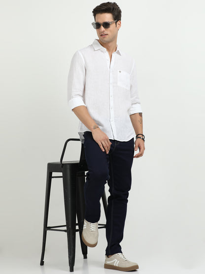 Men’s Premium Linen Casual Shirt – White