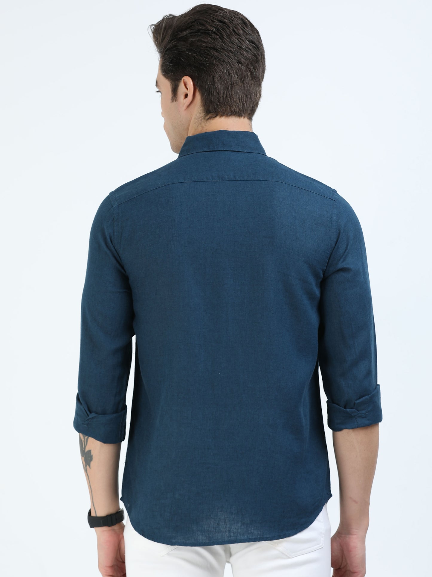 Men’s Premium Linen Casual Shirt – Navy Blue